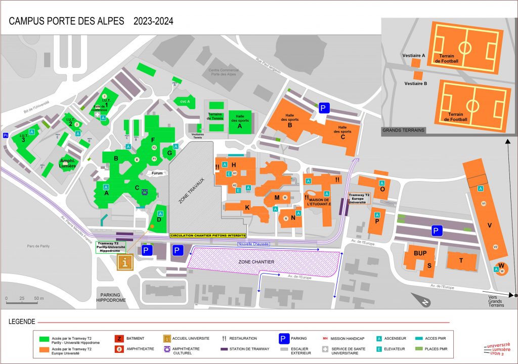 Université Lyon 2 - Plan du Campus Porte des Alpes